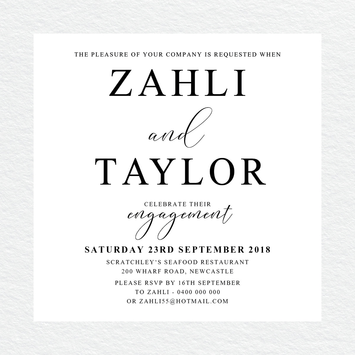 Serendipity Engagement Invitation