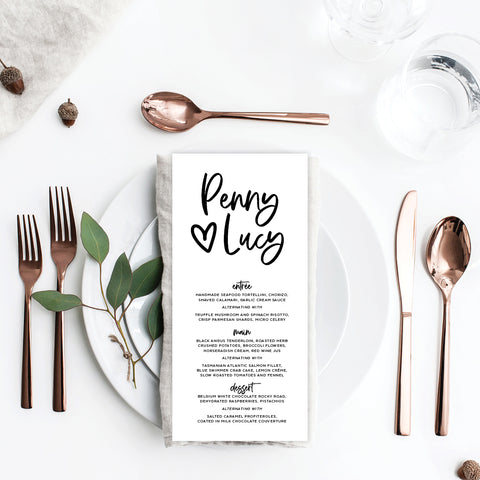 Confetti Party Menu