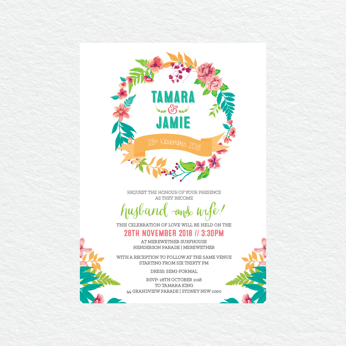 Tropical Celebration Rectangle Invitation
