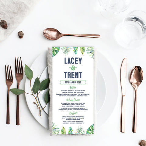 Botanical Wreath Menu