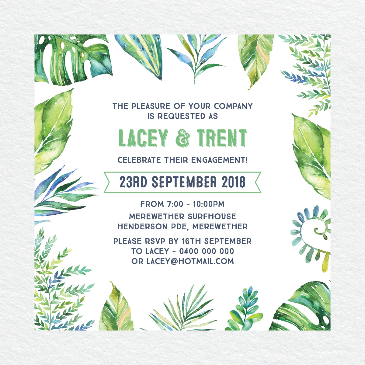 Tropicana Engagement Invitation