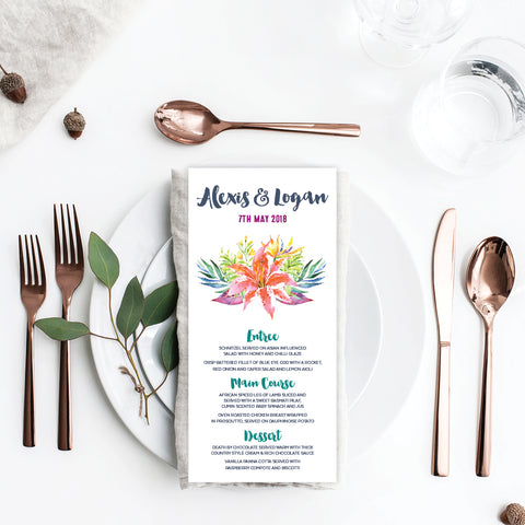 Floral Marsala Menu