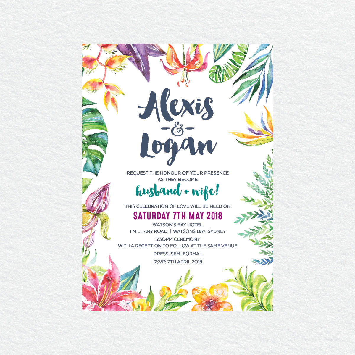 Vibrant Tropfest Rectangle Invitation