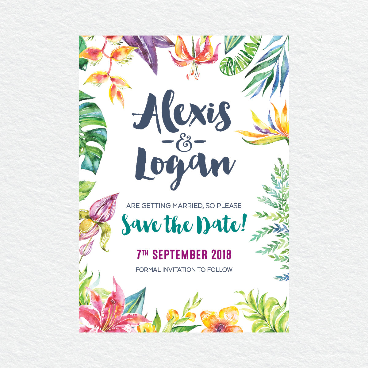 Vibrant Tropfest Save the Date Card
