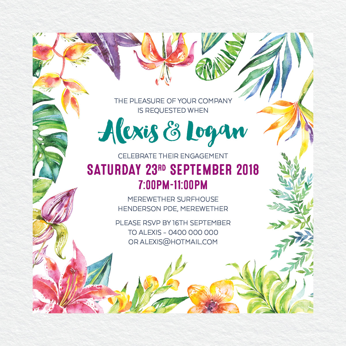 Vibrant Tropfest Engagement Invitation