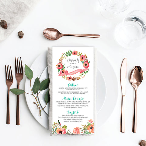 Botanical Wreath Menu