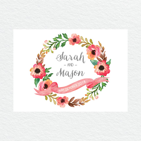 Watercolour Blooms Placecard