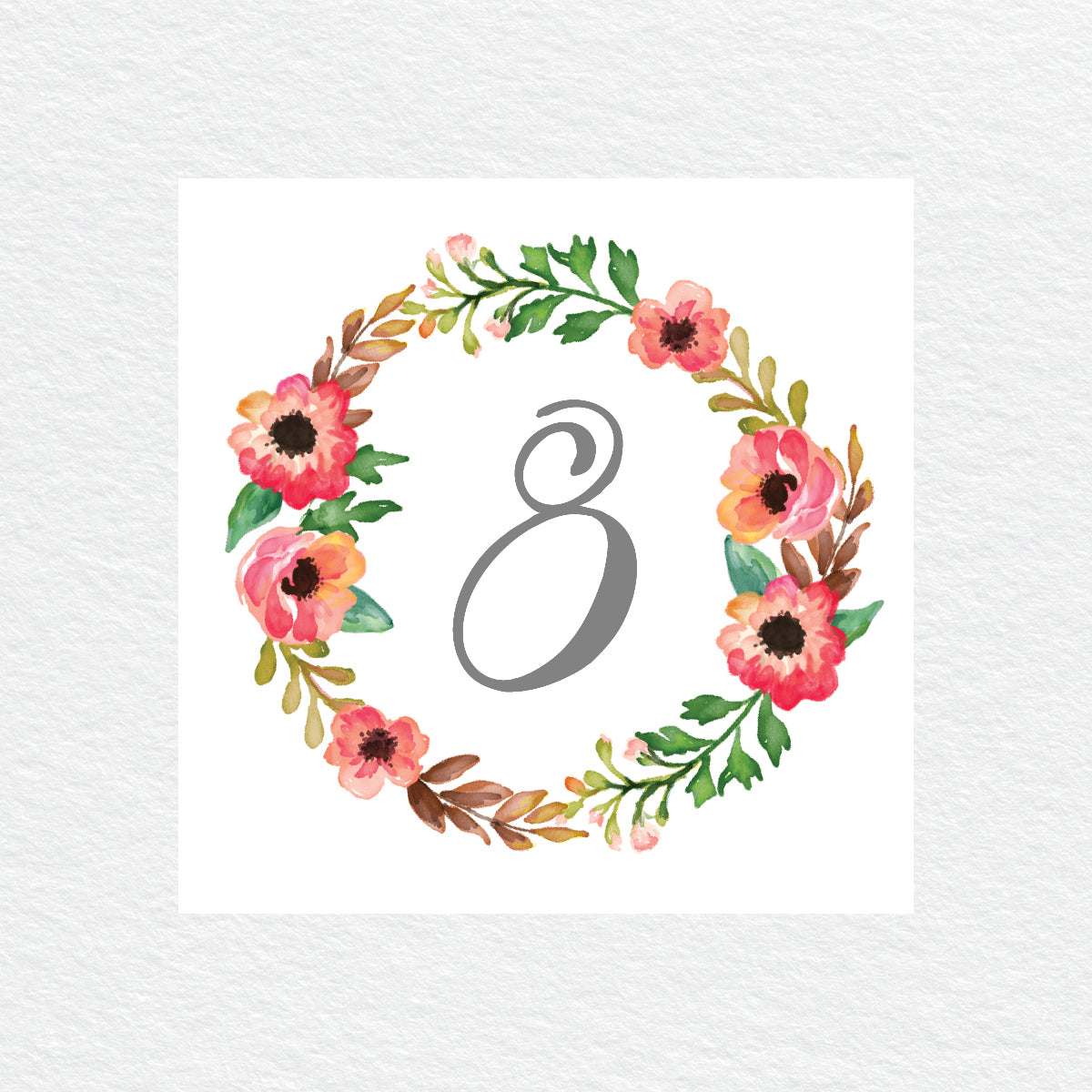 Watercolour Blooms Table Numbers