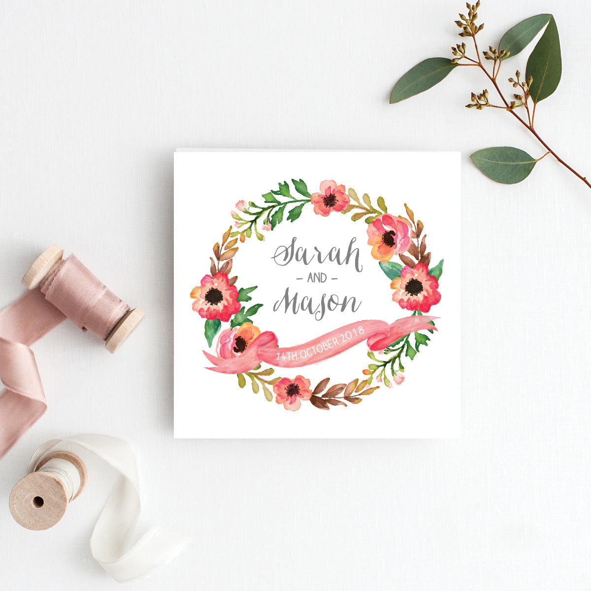 Watercolour Blooms Square Invitation