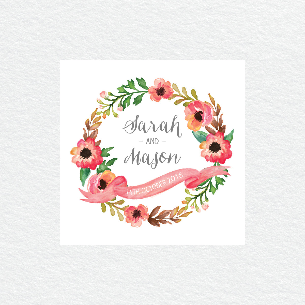 Watercolour Blooms Square Invitation