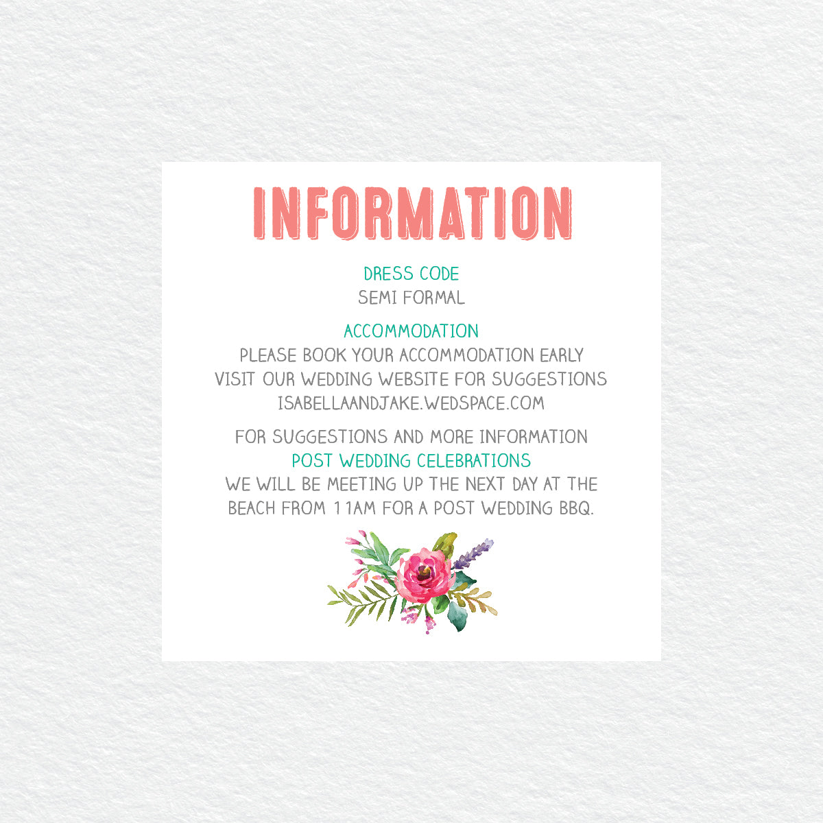 Watercolour Blooms Information/Map Card