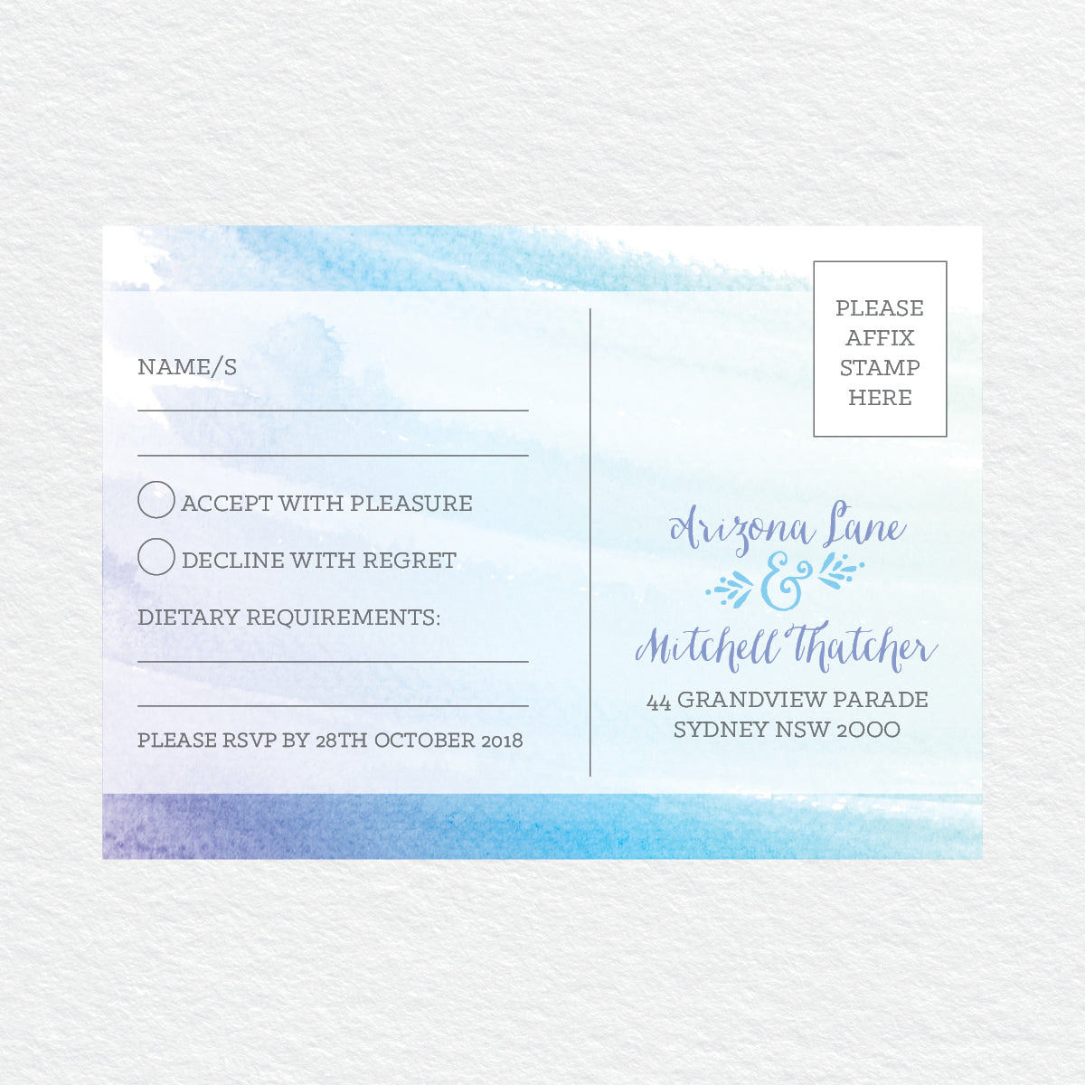 Watercolour Love RSVP Card