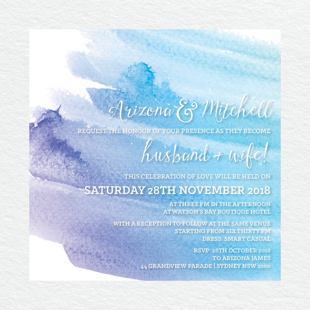 Watercolour Love Square Invitation