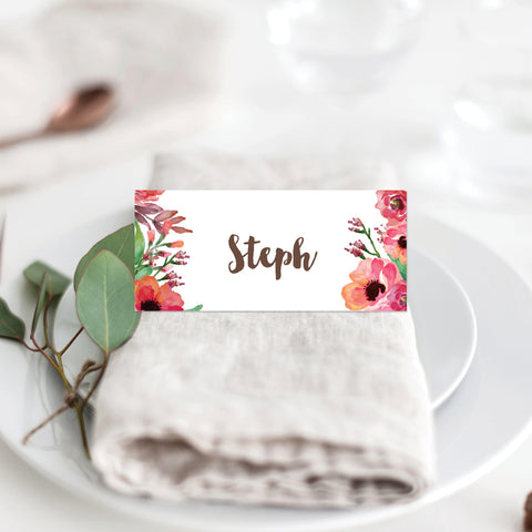 Watercolour Blooms Placecard