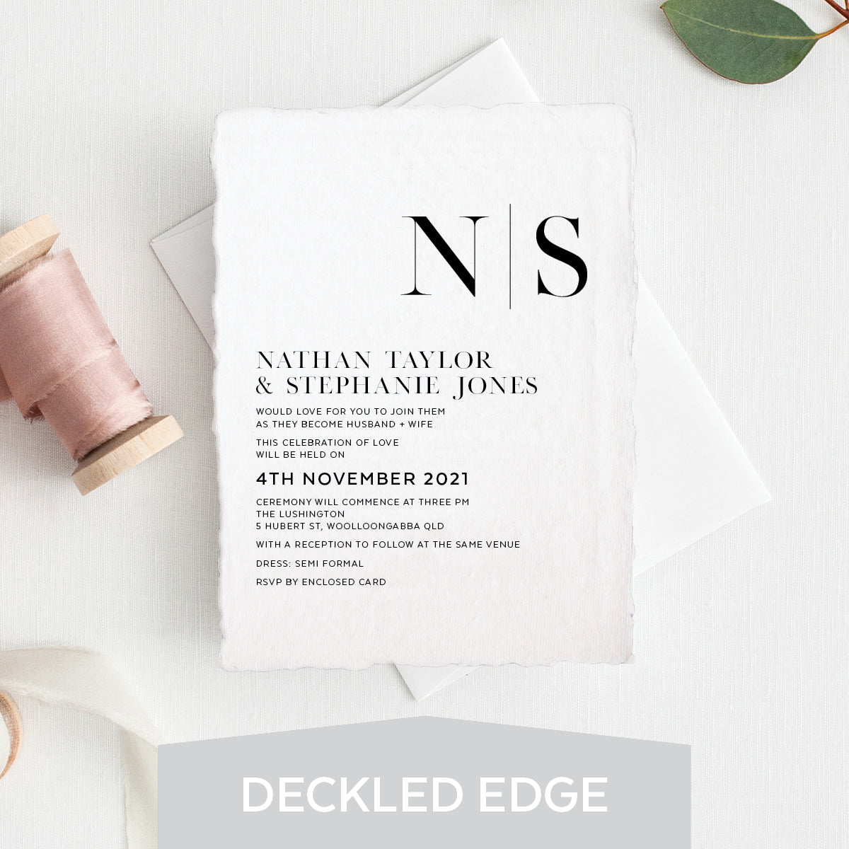 You and Me Deckled Edge Invitation