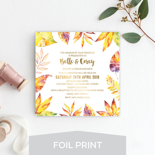 Autumn Vibes Foil Invitation