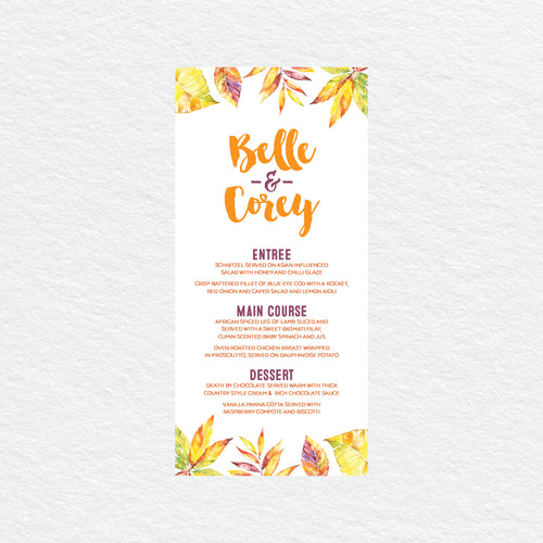 Autumn Vibes Menu