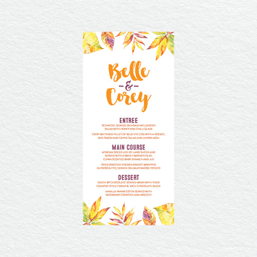 Autumn Vibes Menu