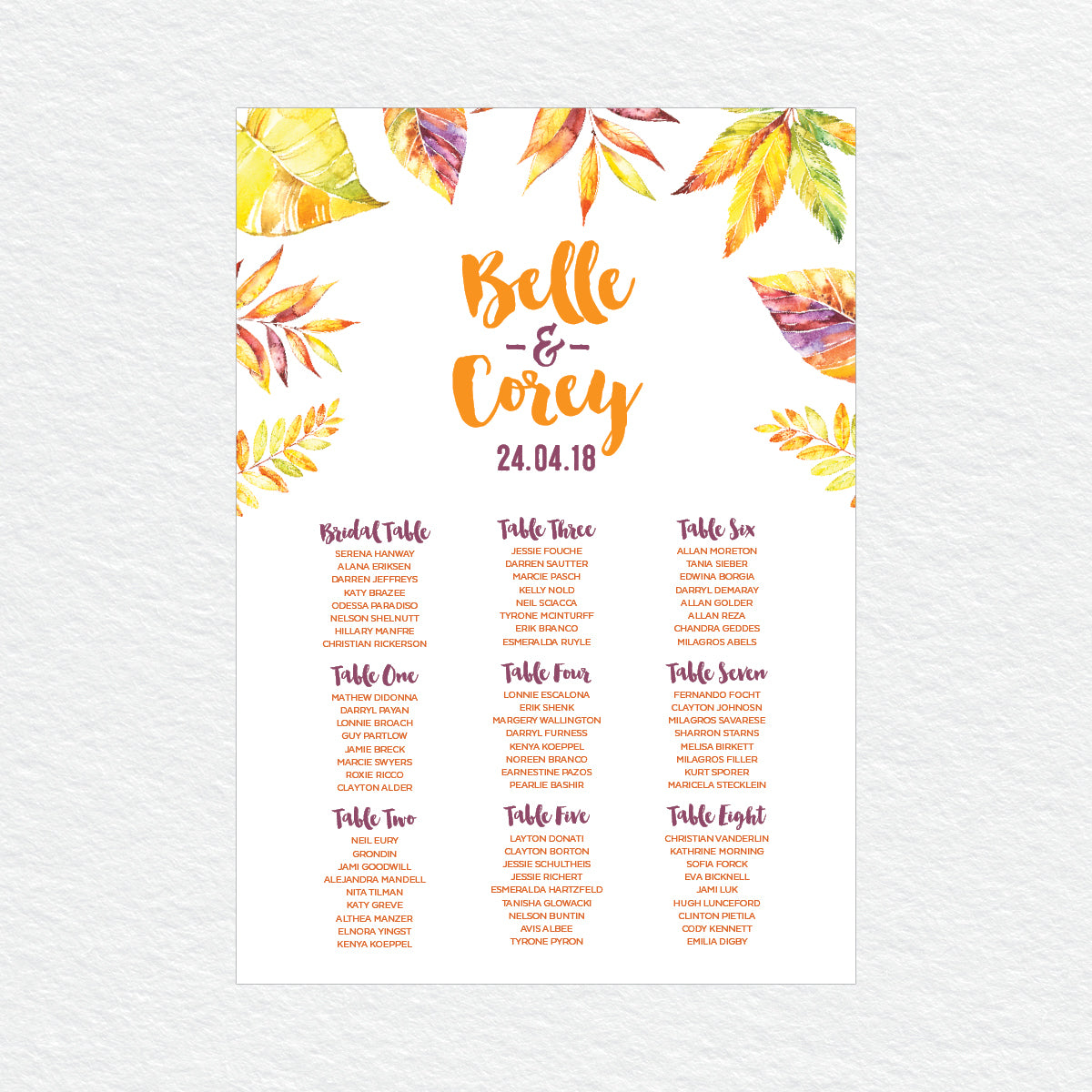 Autumn Vibes Seating Chart