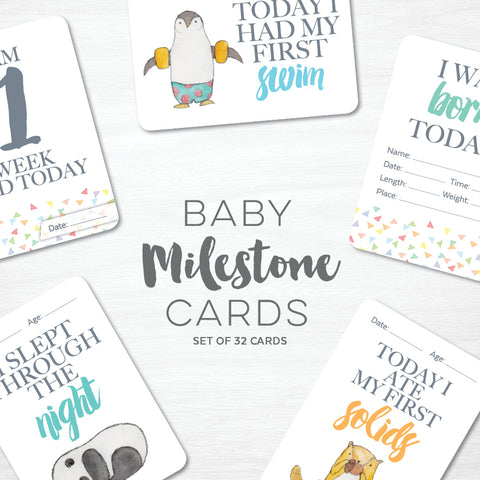 UNISEX Wood Baby Milestone Cards