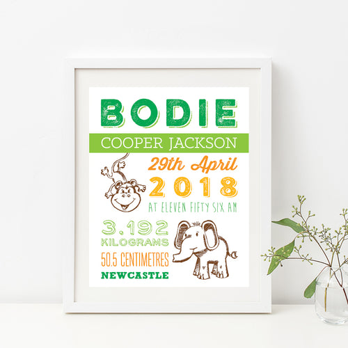 Monkey Around Birth Print