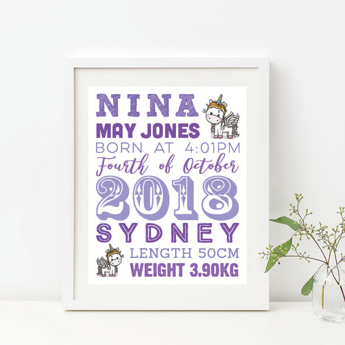 Unicorn Time Birth Print