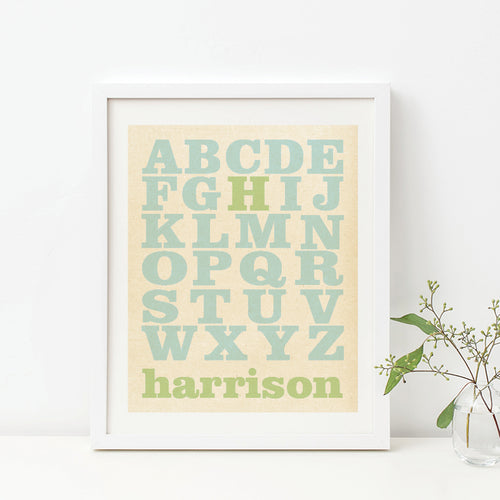 Vintage Alphabet Birth Print - Boy