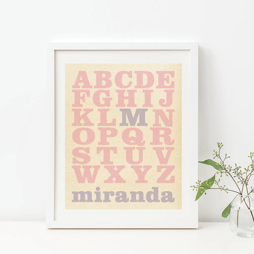 Vintage Alphabet Birth Print - Girl