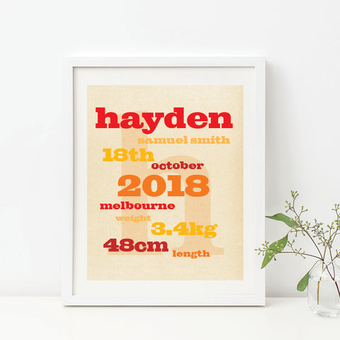 Bunting Birth Print - Girl