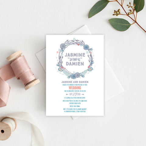 Rustic Wreath Save the Date Card