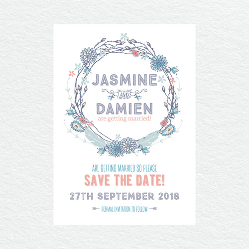 Boho Flourish Save the Date Card