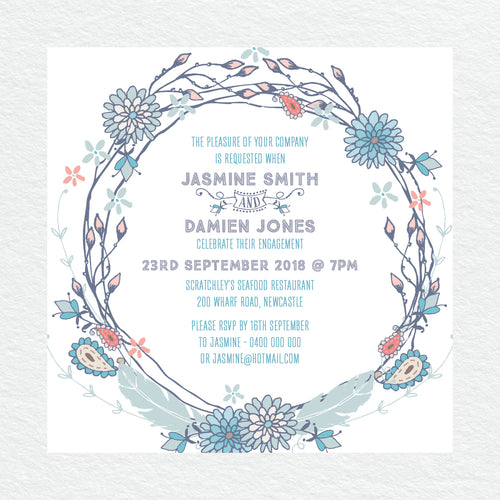 Boho Flourish Engagement Invitation