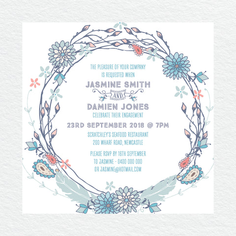 Rustic Wreath Save the Date Card