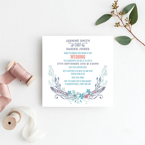 Boho Flourish Square Invitation