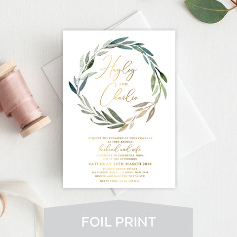 Ebony Script Foil Invitation