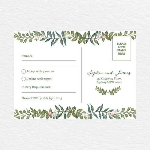 Botanical Wreath RSVP Card