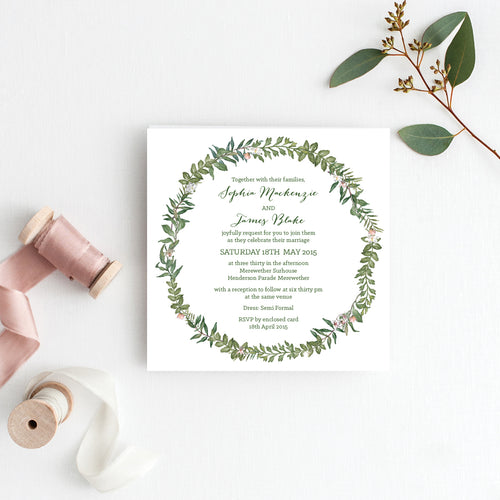 Botanical Wreath Square Invitation