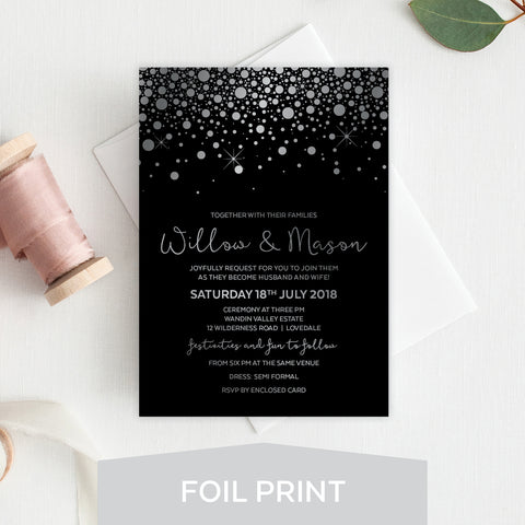 Modern Monogram Foil Invitation