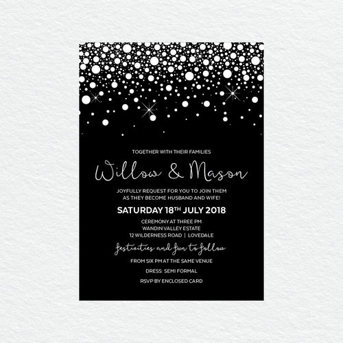 Confetti Party White Ink Invitation