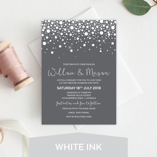 Confetti Party White Ink Invitation