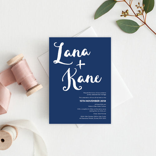 Deep Blue Rectangle Invitation