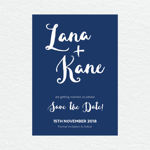 Deep Blue Save the Date Card