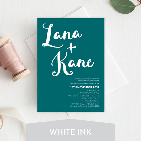 Rustic Laurels White Ink Invitation