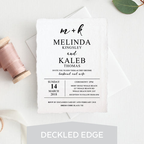 You and Me Deckled Edge Invitation