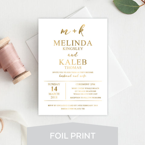 Modern Marble Foil Invitation