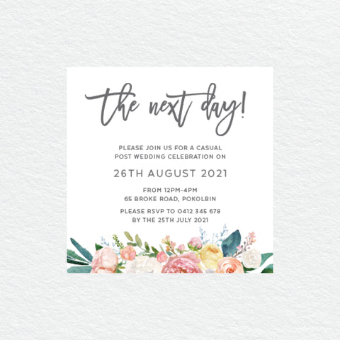 In Bloom (Navy) Square Invitation