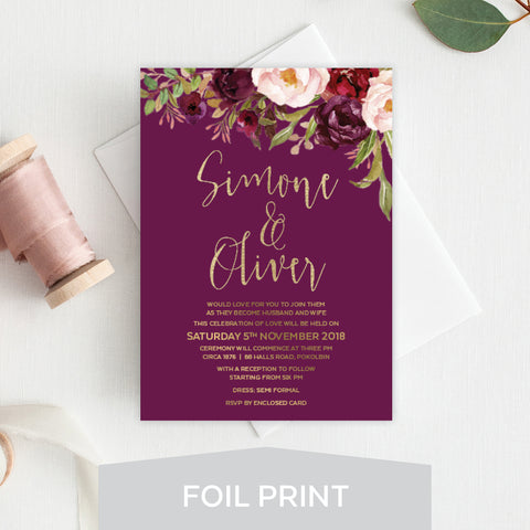 In Bloom (White) Foil Invitation