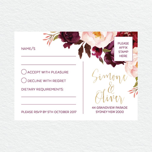 Floral Marsala RSVP Card