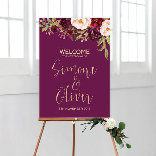 Floral Marsala Welcome Sign