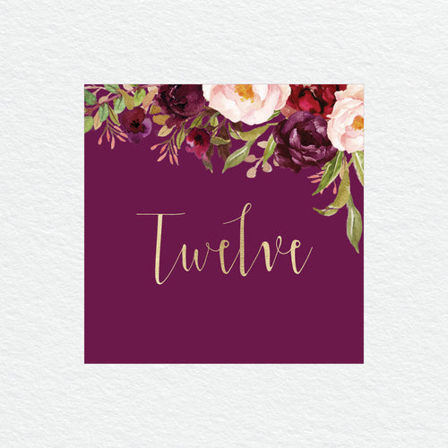 Floral Marsala Table Numbers